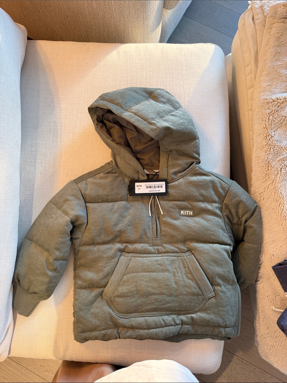 Kith Kids Olive Quilted Puffer Hoodie